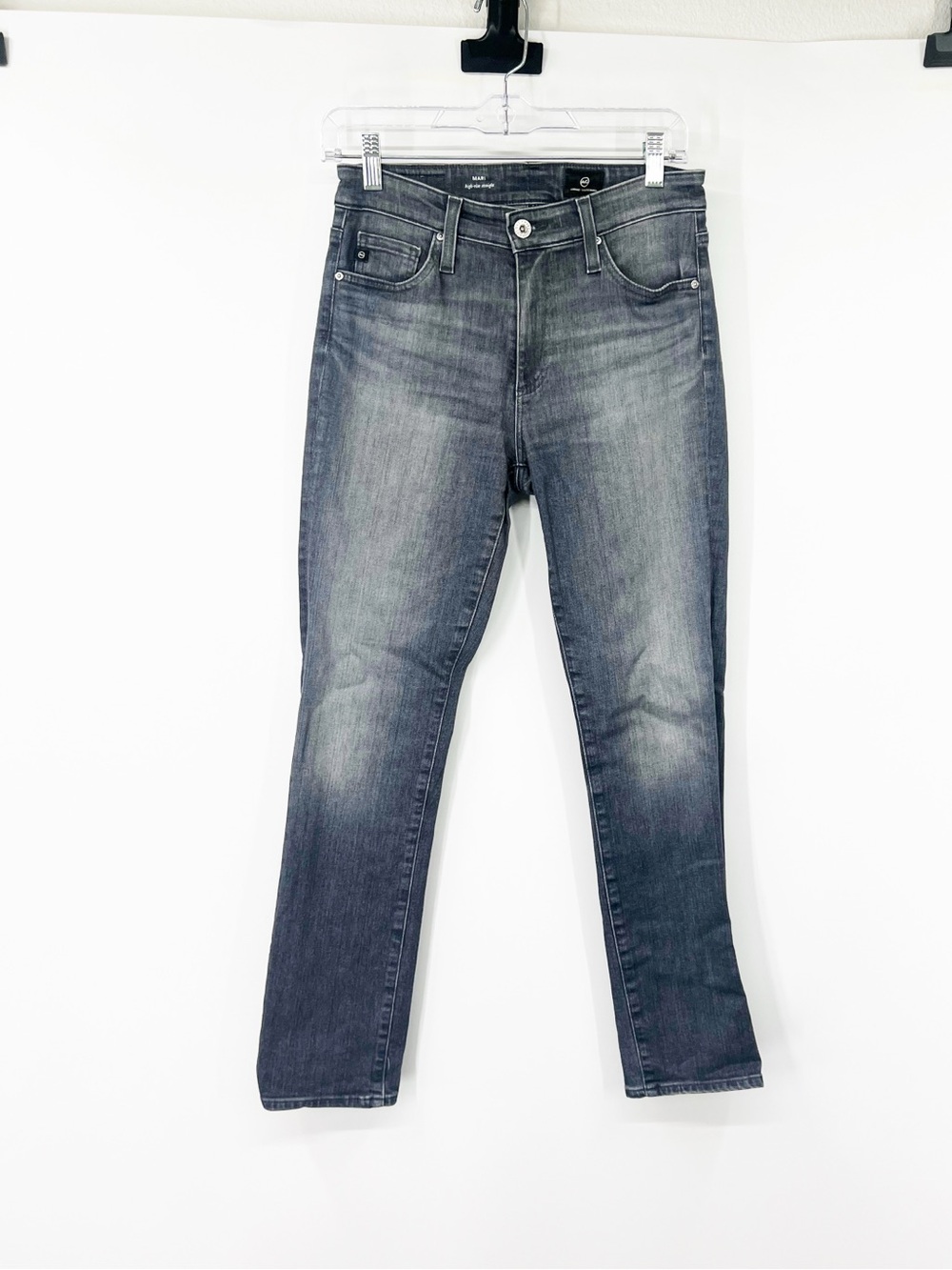 AG Adriano Goldschmied Mari High Rise Straight Jeans Gray